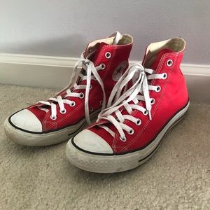 Red converse high tops